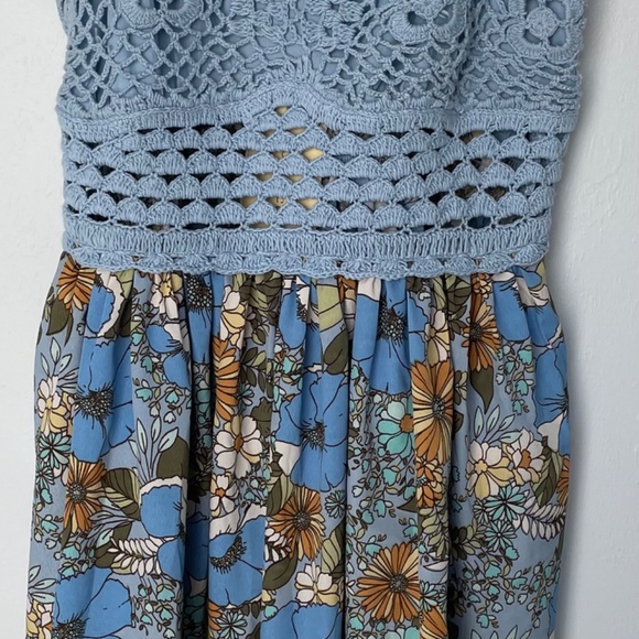 B.O.G. Collective size S crochet top floral lightweight mini dress boho - Picture 3 of 13
